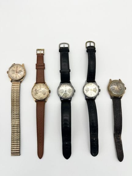 Set di cinque orologi cronografi da uomo, tra cui 