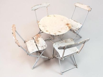 Table de jardin ronde en métal avec 4 chaises plia