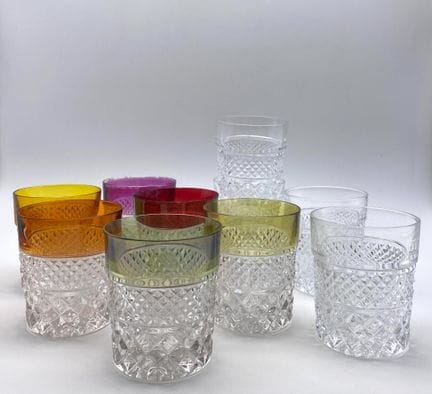 Set di 10 bicchieri da whisky, di cui 6 con bordo 