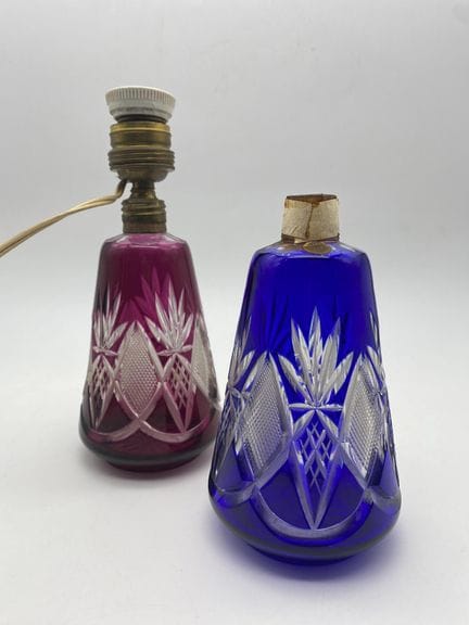 Val Saint Lambert - Lot de 2 pieds de lampe couleu