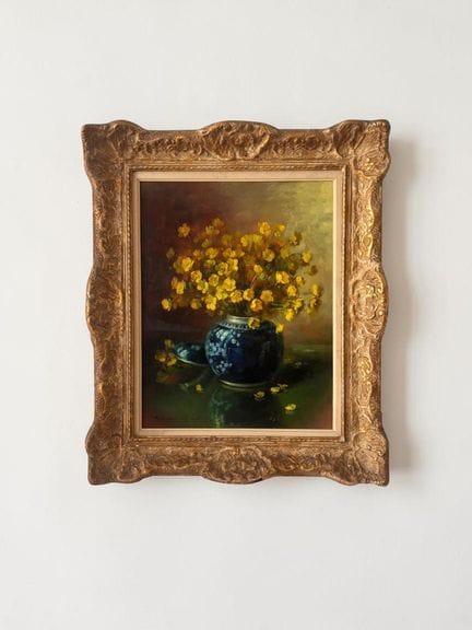 Achiel Lombaert - Natura morta - Fiori gialli - Ol