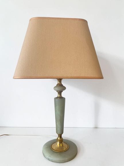 Lampe de table vintage avec pied en onyx vert et é