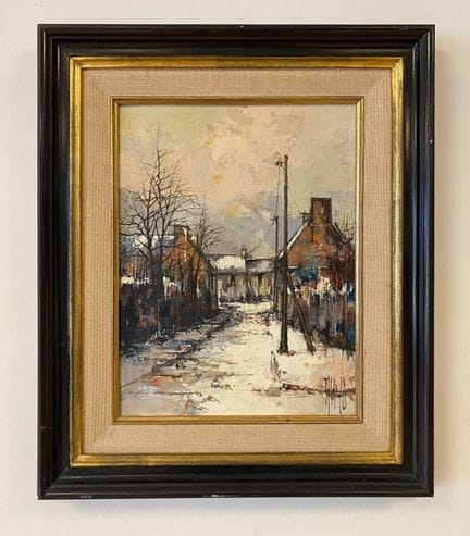 Aldo Paolucci - Olio su tela - Villaggio invernale