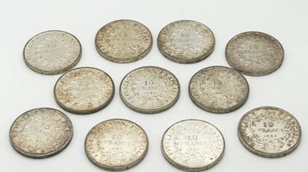 11 pièces de 10 francs Hercule argent 1966
Poids :