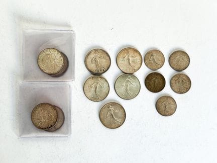 III République
Lot de 14 pièces de 1 Franc  et 50 