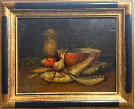 Ecole du XIXe siècle 
Nature morte aux poissons 
H
