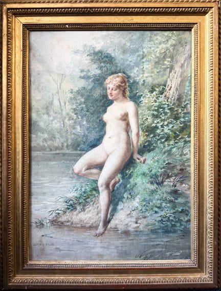 Gustave DAVID (1824-1891)
La baigneuse 
Aquarelle 