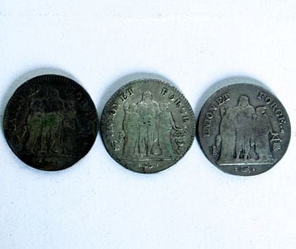 Lot de 3 pièces de 5 francs " Union et Force" en a