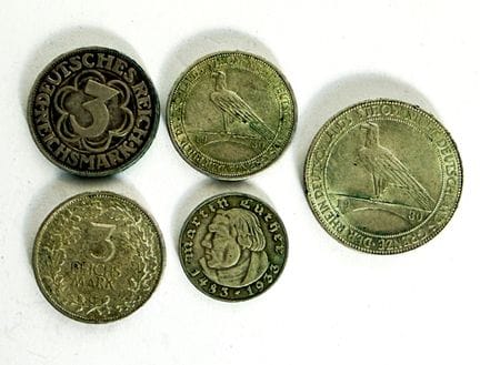 Allemagne - République de Weimar 
Lot de 5 monnaie