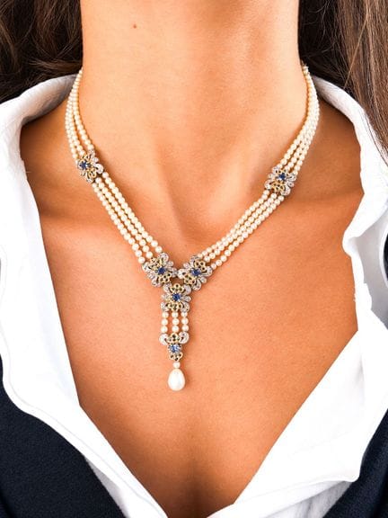 Collier de 3 rangs de petites perles de culture po