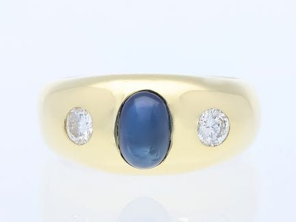 Anello con zaffiro da 1,00 ct. e diamanti, oro gia