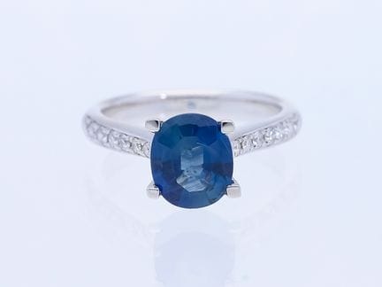Anello 2,22 ct. Zaffiro, diamanti 750 Oro bianco 1