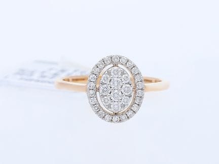 Anello con diamanti da 0,36 ct. Oro rosa 585 da 14