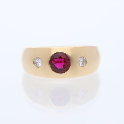 Anello 0,71 ct. Rubino, diamanti 585 Oro rosa 14 c