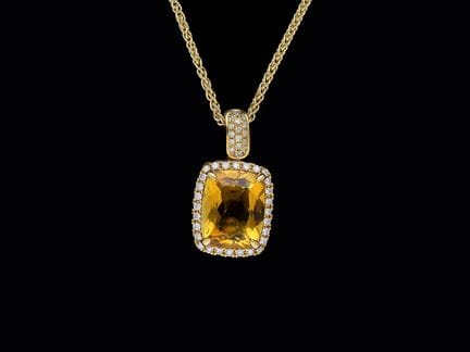 Necklace with pendant 3,30 ct. Diamonds, Citrine 7