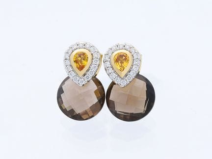Orecchini 6,91 ct. Quarzo, Zaffiri, Diamanti 585 O