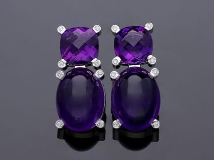 Earrings 51,65 ct. Amethysts, Diamonds 585 White g