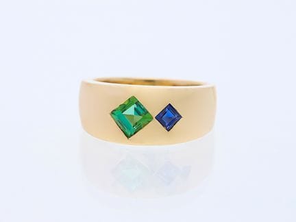 Anello 0,87 ct. Tormaline, Zaffiri 585 Oro rosa 14