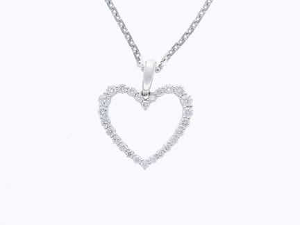 Collana con ciondolo, diamanti da 0,30 ct, oro bia