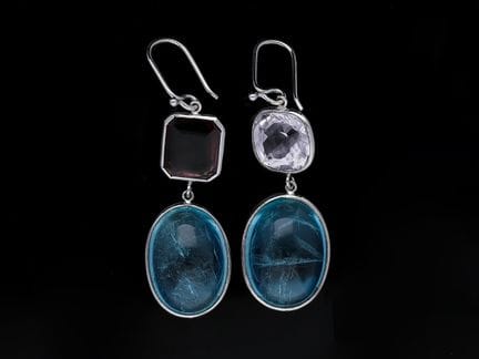 Earrings 44,85 ct. Aquamarines, Tourmalines, Kunzi