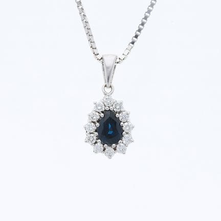 Collana con ciondolo: zaffiro da 1,60 ct, diamanti