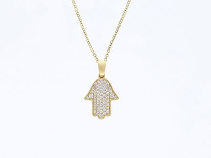 Collana con ciondolo, diamanti da 0,24 ct, oro gia