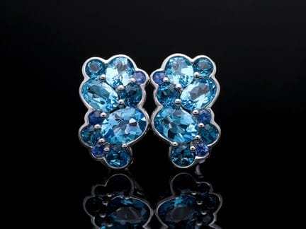 Earrings 5,70 ct. Sapphires, Topazes 750 White gol