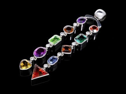 Pendant 20,84 ct. Sapphires, Citrines, Amethysts, 