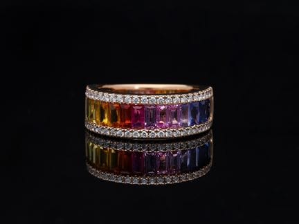 Ring 2,82 ct. Sapphires, Diamonds 750 Rose gold 18