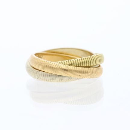 Anello Cartier Trinity con motivo a coste, oro bia