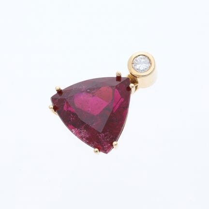 Ciondolo 13,90 ct. Tormalina Diamanti 585 Oro rosa
