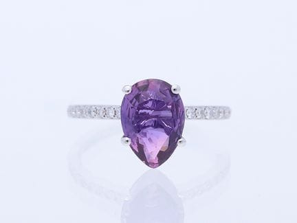 Anello 2,44 ct. Zaffiro, diamanti 750 Oro bianco 1