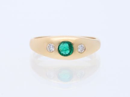 Anello 0,46 ct. Smeraldo, diamanti 585 Oro rosa 14