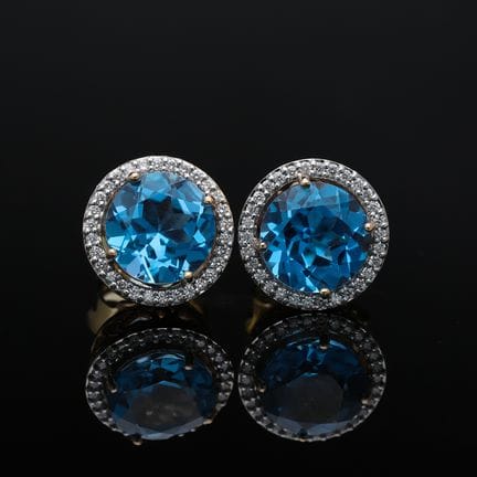 Earrings 5,11 ct. Topazes, Diamonds 585 Rose gold 