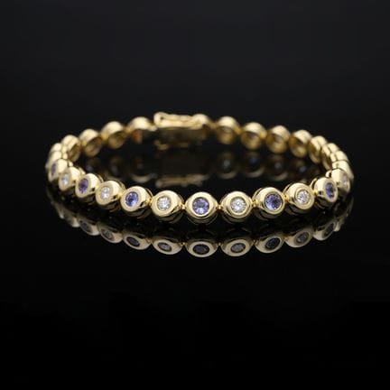 Bracelet 2,10 ct. Diamonds, Tanzanites 750 Yellow 