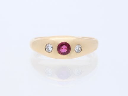Anello 0,40 ct. Rubino, diamanti 585 Oro rosa 14 c
