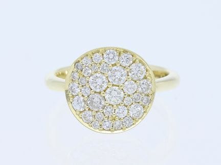 Anello con diamanti da 1,08 ct. Oro giallo 585 da 
