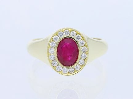 Anello 1,46 ct. Rubino, diamanti 585 Oro giallo 14