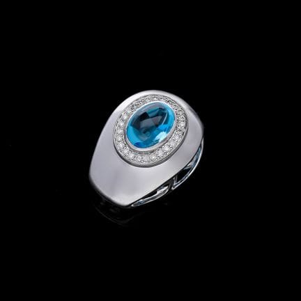 Pendant 2,15 ct. Topaz, Diamonds 585 White gold 14