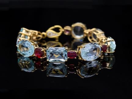 Bracelet 50,20 ct. Rubies, Aquamarines, Diamonds 5