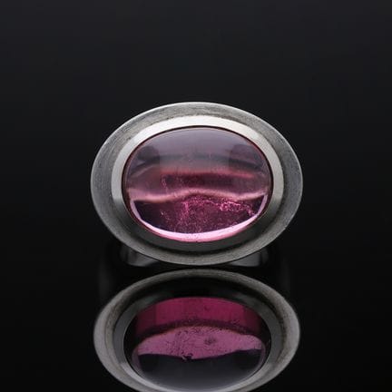 Ring 7,00 ct. Tourmaline 925 Silver, 950 Palladium