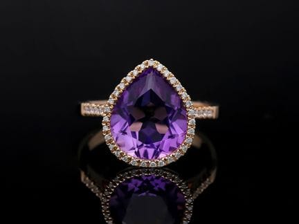 Ring 3,57 ct. Diamonds, Amethyst 750 Rose gold 18 