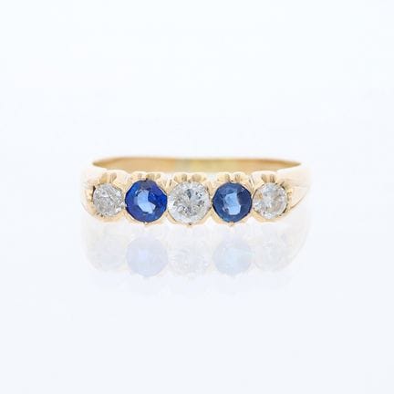 Anello con zaffiri da 0,65 ct e diamanti, oro rosa