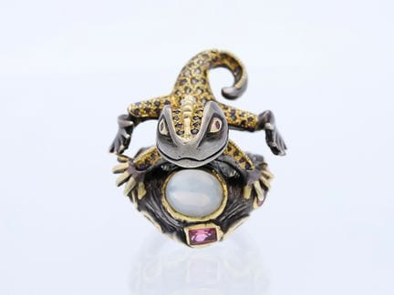 Anello 6,80 ct. Quarzo, tormalina, pietra di luna 