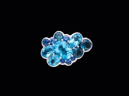 Pendant 4,98 ct. Sapphires, Topazes 750 White gold