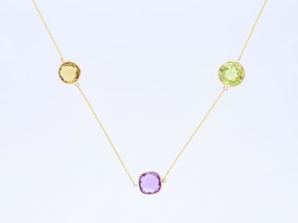 Collana con ametiste da 20,00 ct e citrini, oro gi