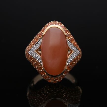 Ring 11,06 ct. Moonstone, Sapphire, Diamonds 585 R