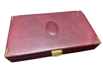 Cartier vintage poker set, Bordeaux, leather case,