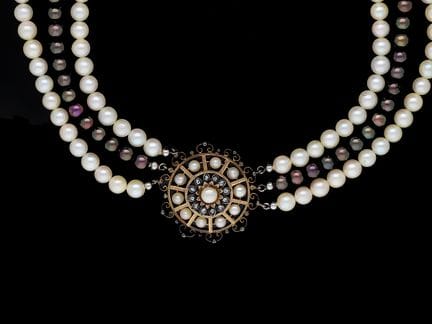 Collier 0,12 ct. Diamonds, Natural Pearl, Akoya Pe