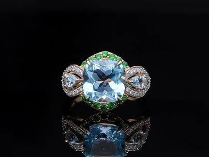 Ring 5,93 ct. Topaz, Tsavorith, Diamond 585 Rose g